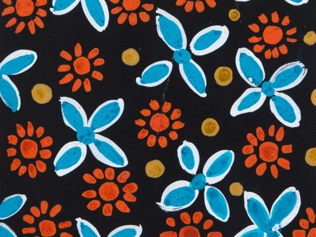 Design 1263 - Red and Blue Flowers on Black Discount