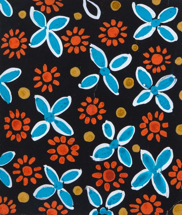 Design 1263 - Red and Blue Flowers on Black Discount