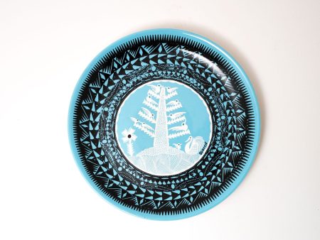 Circular Plate, Blue, Black and White For Discount