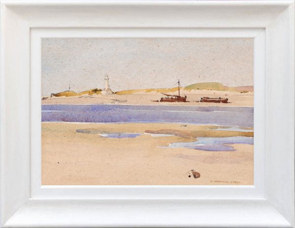 Beached Boats with Lighthouse on Sale