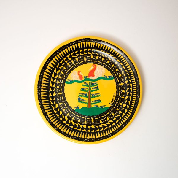 Circular Plate, Yellow and Black Hot on Sale