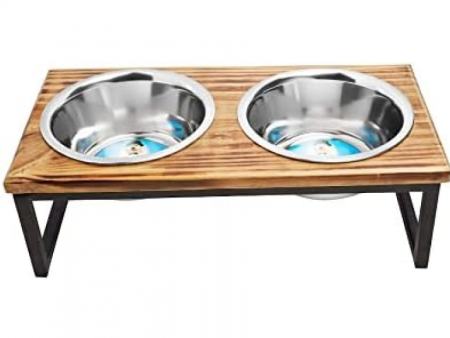 Indipets Stainless Double Diner Wooden Top Online Hot Sale