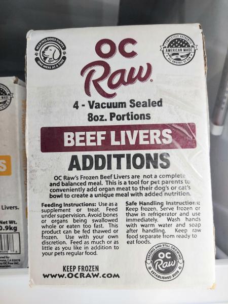 OC Raw Frozen Beef Liver 1 2 lb Pouch Fashion