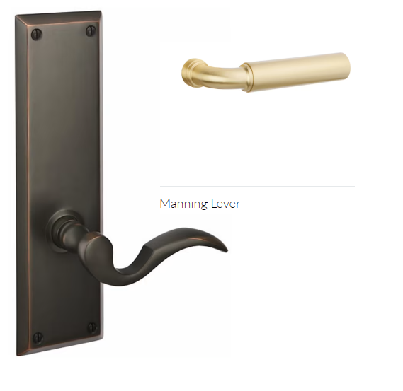 Emtek 8822RBK Passage Double Keyed , Sideplate Locksets Wilshire 5-1 2 Center to Center Keyed , Ribbon and Reed Knob Supply